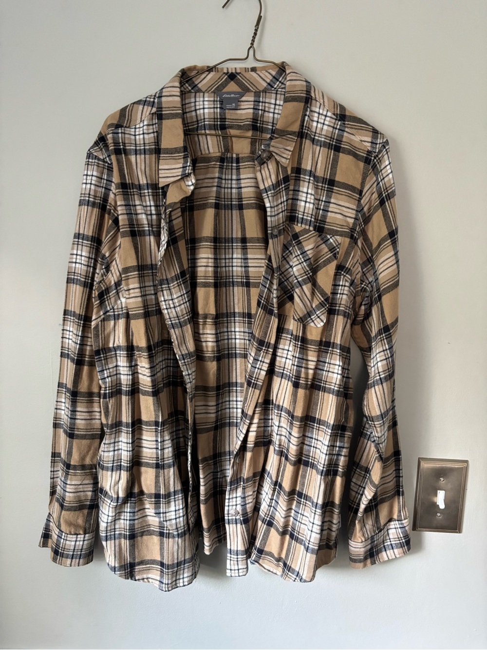 Eddie Bauer - Tan Plaid Button-Front Shirt